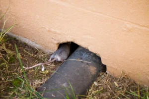 mouse hole next to pipe